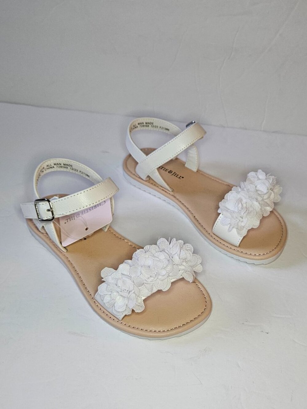 Christie & Jill Girls White Floral Strap Sandals Size 13